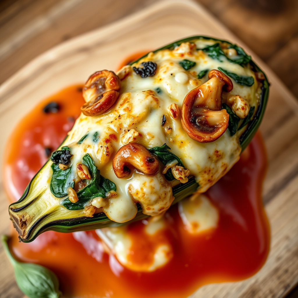 spinach-mushroom-ricotta-stuffed-zucchini
