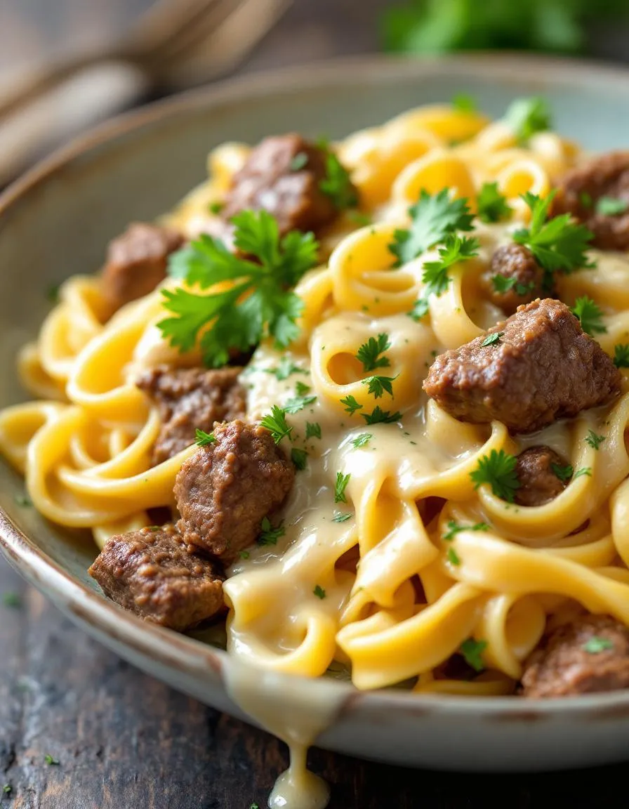 easy-creamy-beef-garlic-pasta