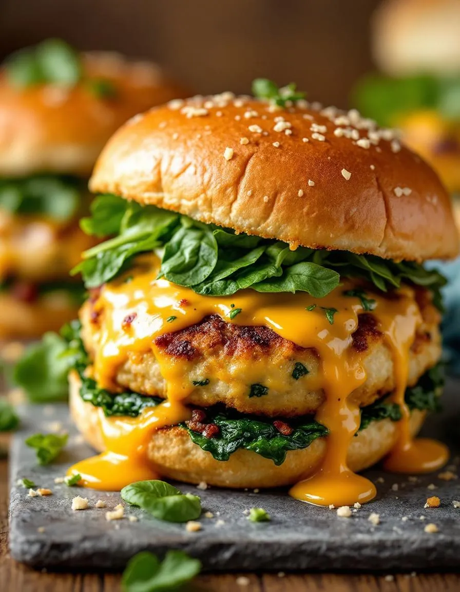 best-cheesy-spinach-chicken-burgers
