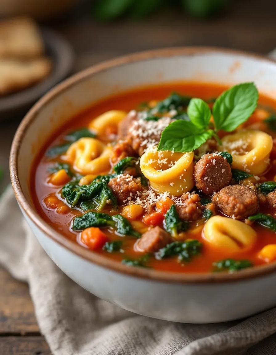 easy-sausage-tortellini-soup-spinach