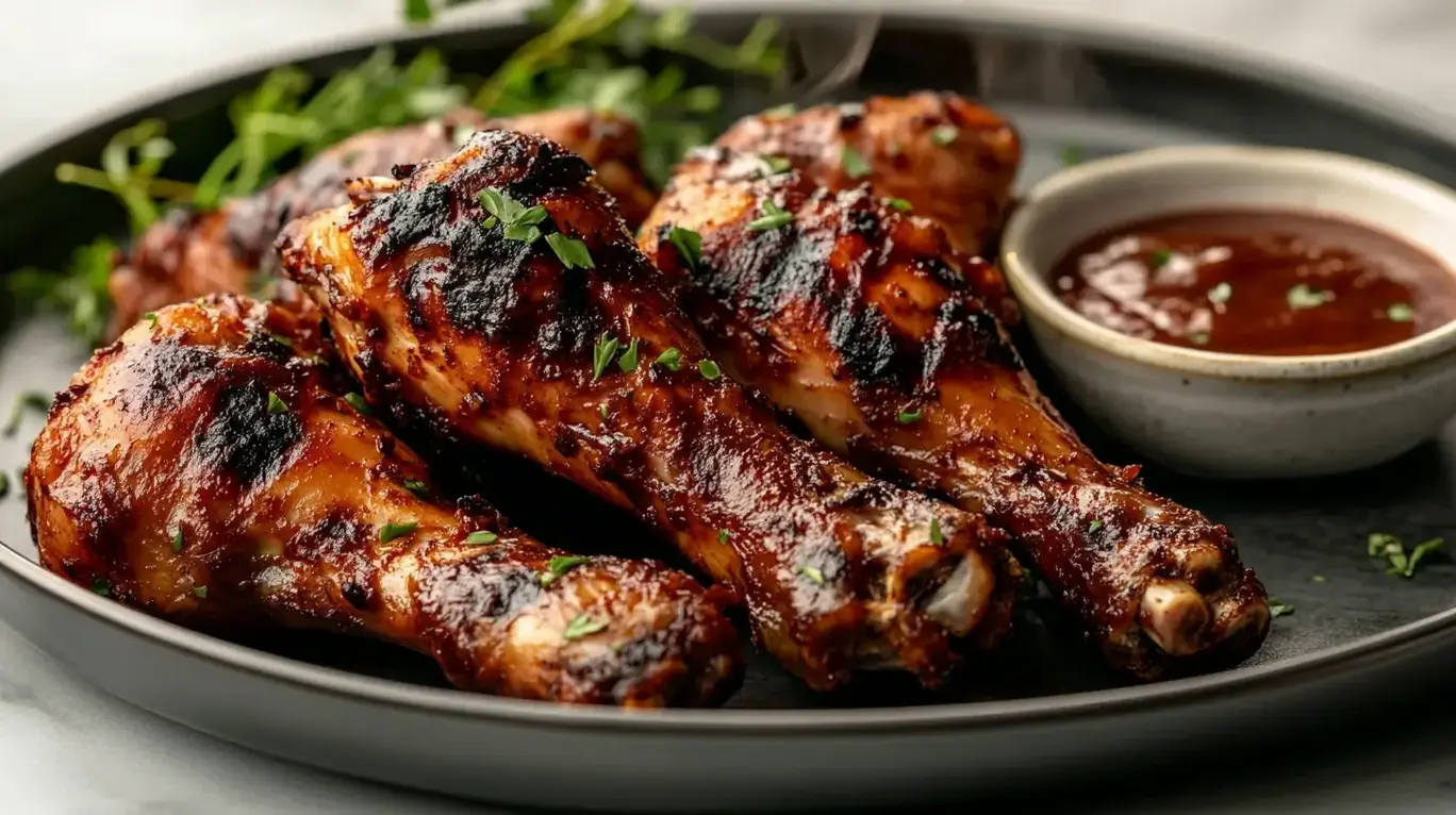 A pile of seasoned chicken legs and thighs ready for smoking.