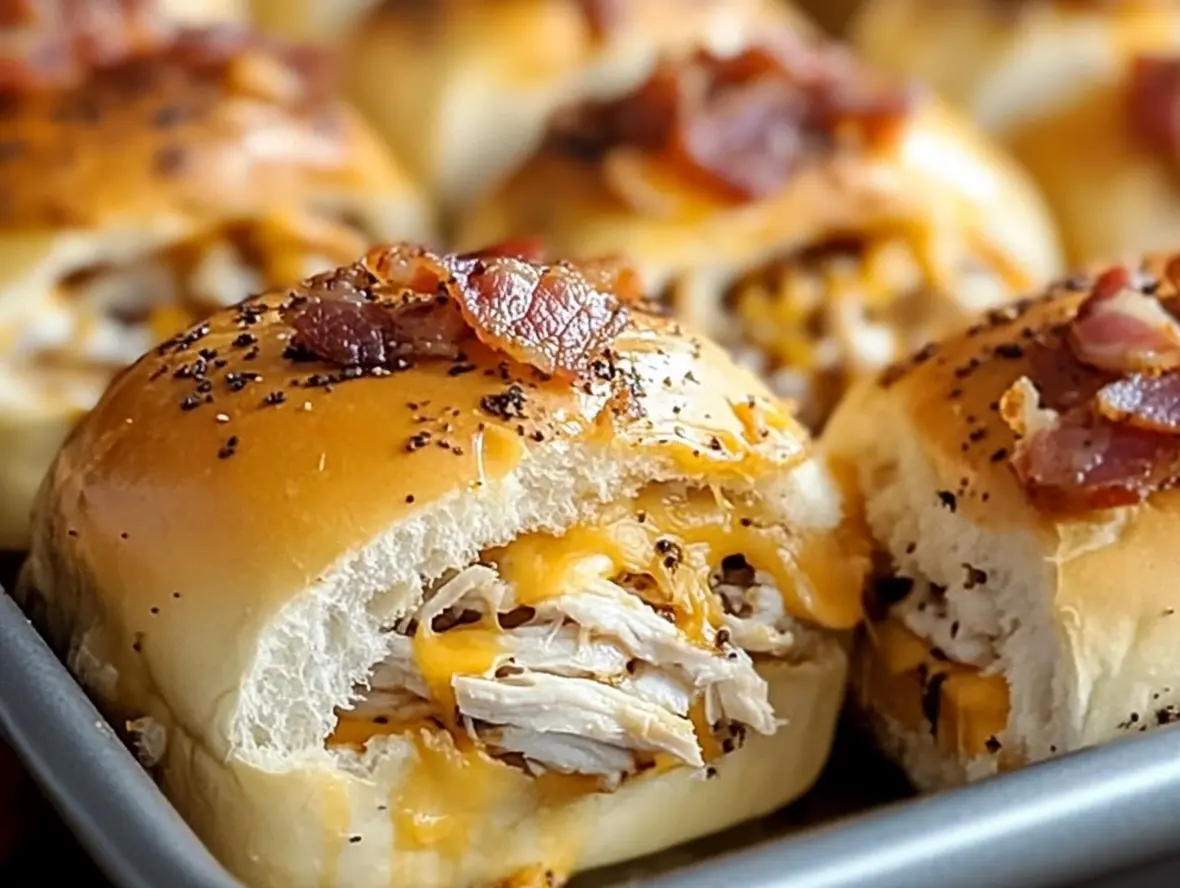 Close-up of a Chicken Bacon Ranch Slider bite