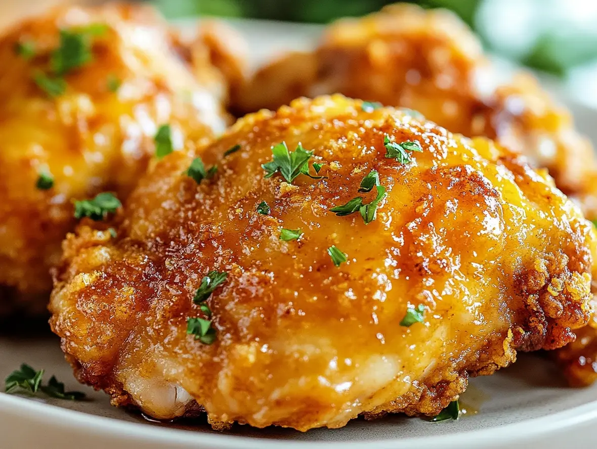 Close-up of baked Ranch Chicken Thighs