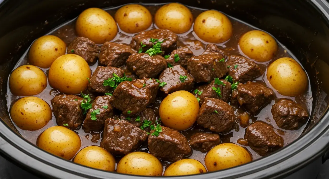 Crockpot steak and potatoes in the slow cooker