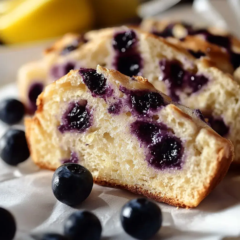 Close-up of Lemon Blueberry Cream Cheese Sourdough Bread slice