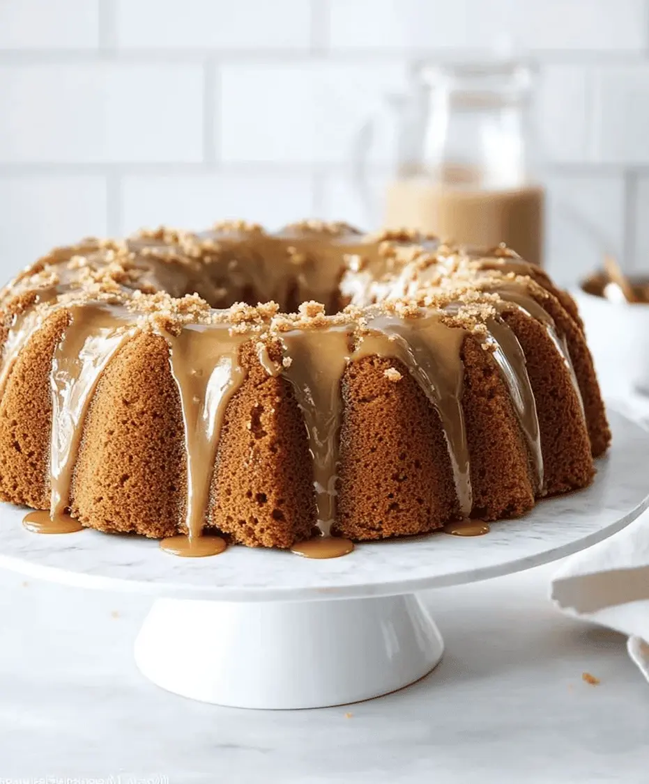 A slice of Brown Sugar Caramel Pound Cake on a plate, showing its moist interior and caramel glaze.