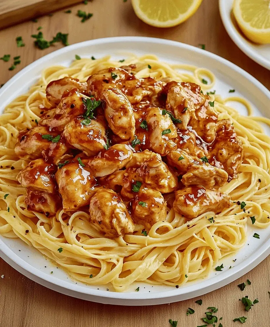 Close-up of Cowboy Butter Chicken Linguine in a bowl