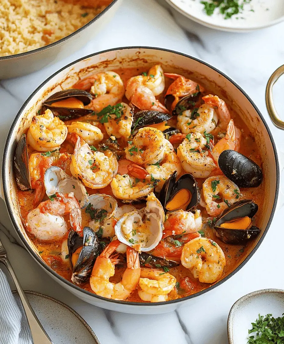 Close-up of a spoonful of seafood casserole.