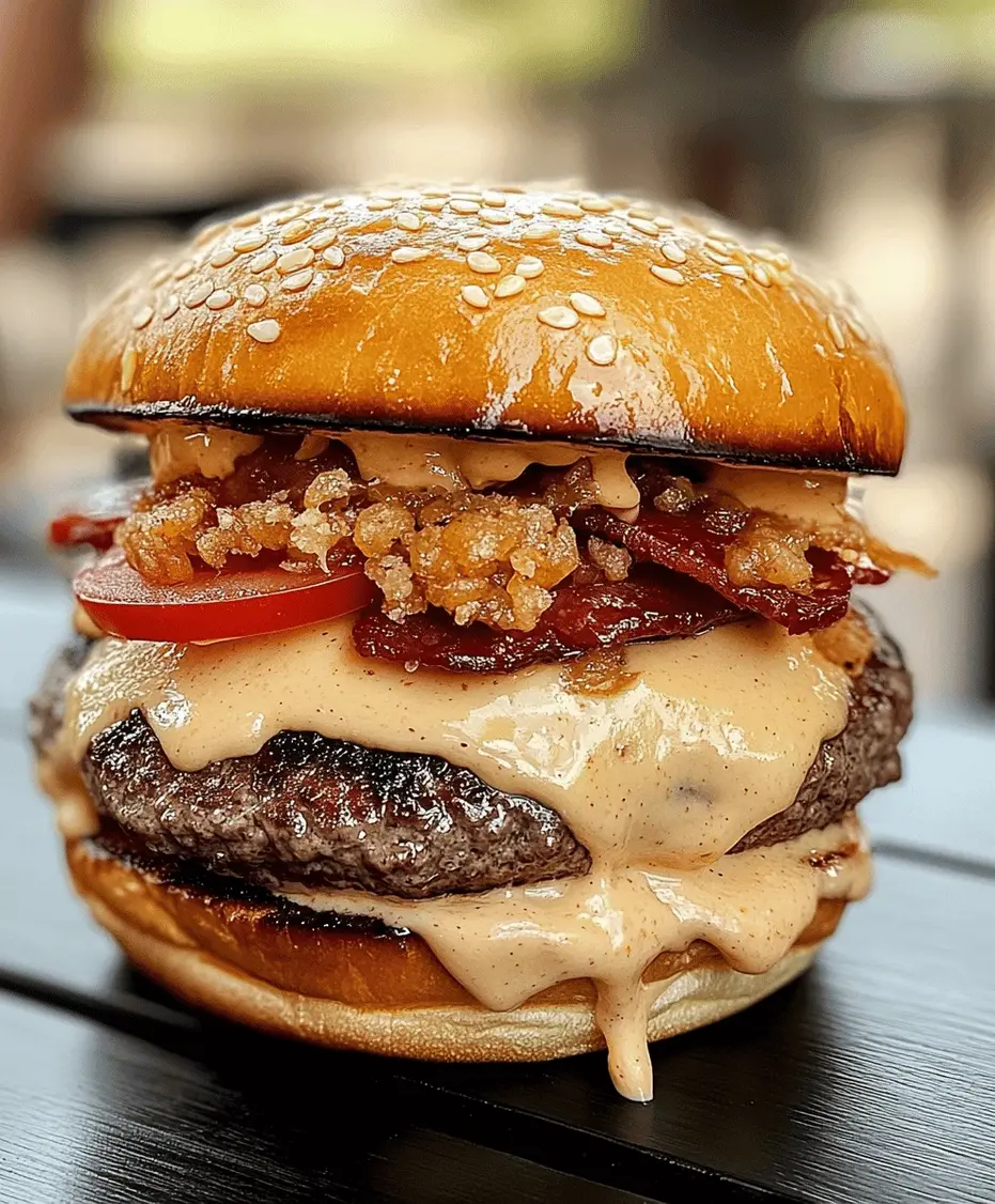 Close-up of a delicious smash burger.