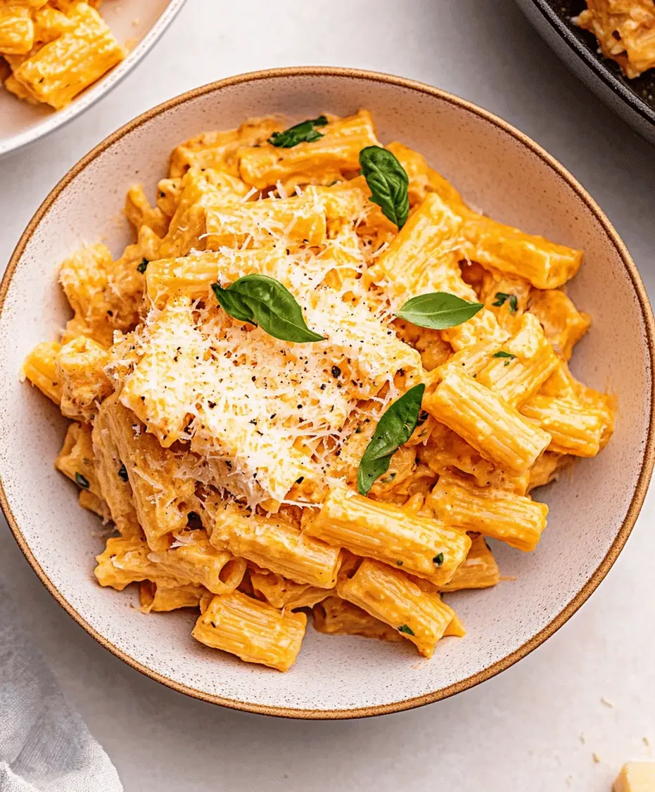 A plate of cottage cheese pasta garnished with fresh basil.