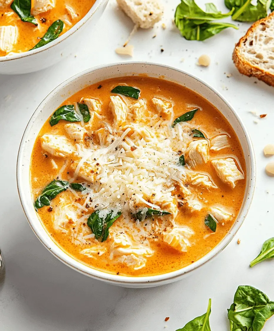 Bowl of Crock Pot Creamy Chicken Parmesan Soup