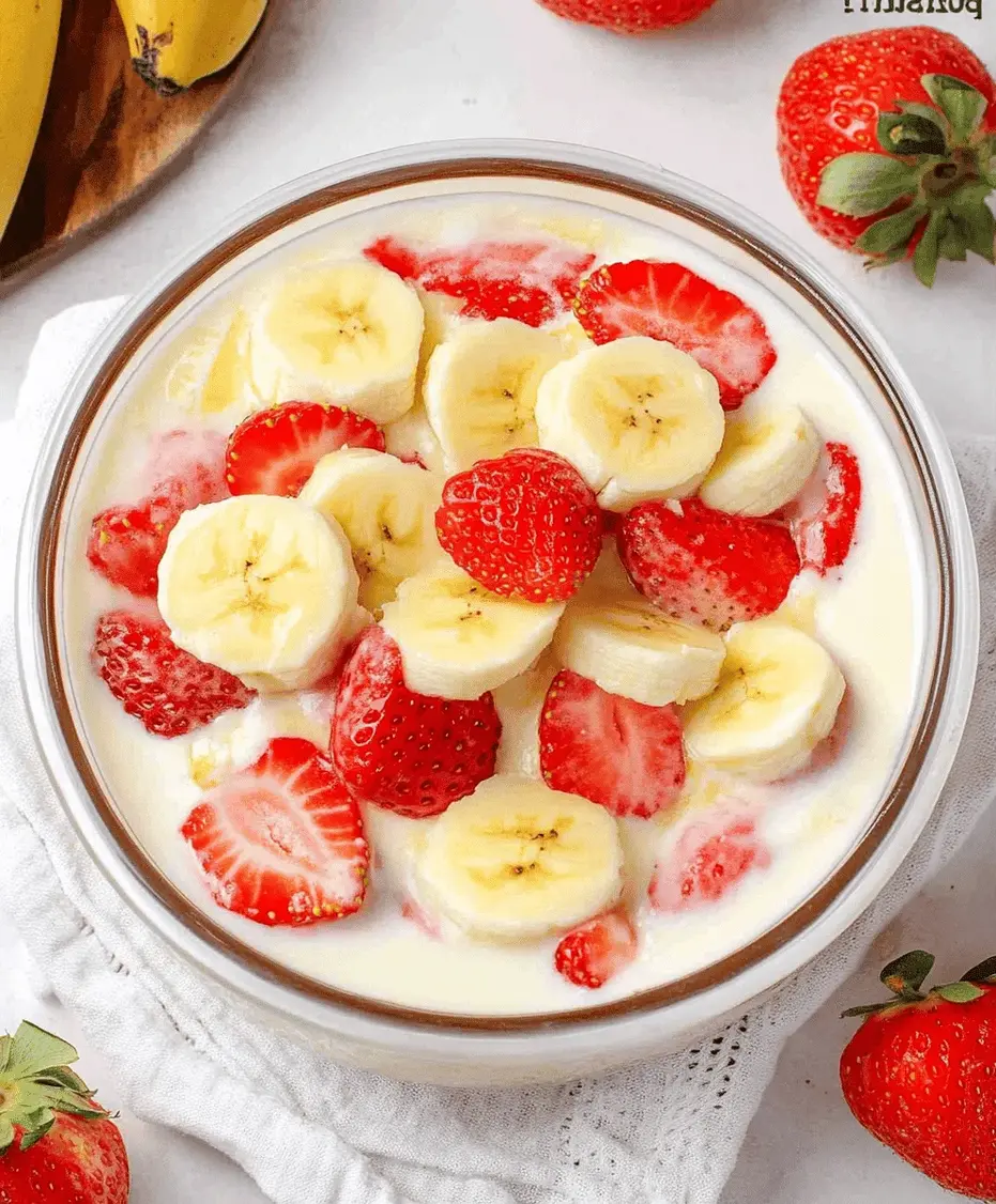 Close-up of strawberry cheesecake banana pudding showing layers