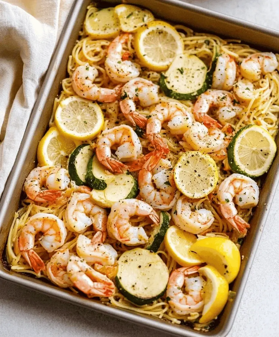 Close-up of shrimp scampi sauce with garlic and parsley.