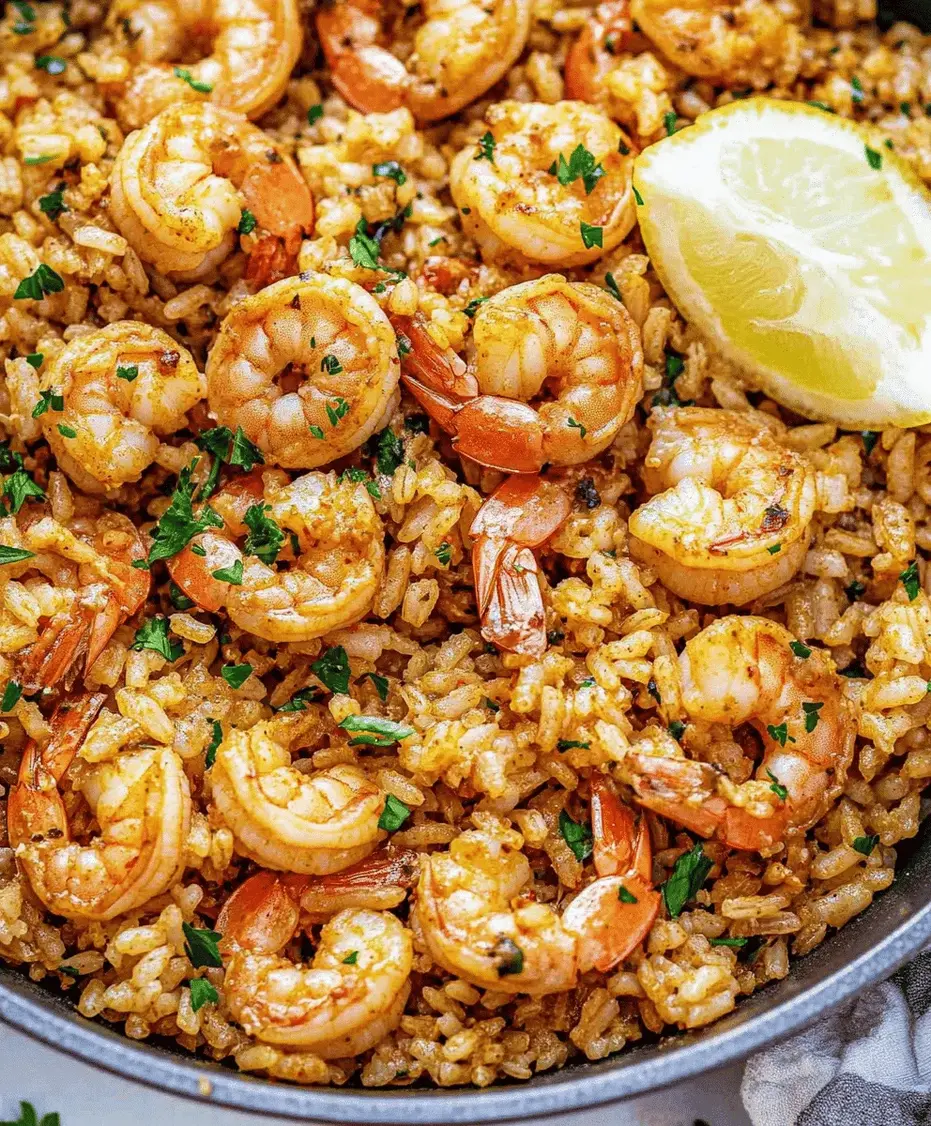 Close-up of Shrimp Dirty Rice.