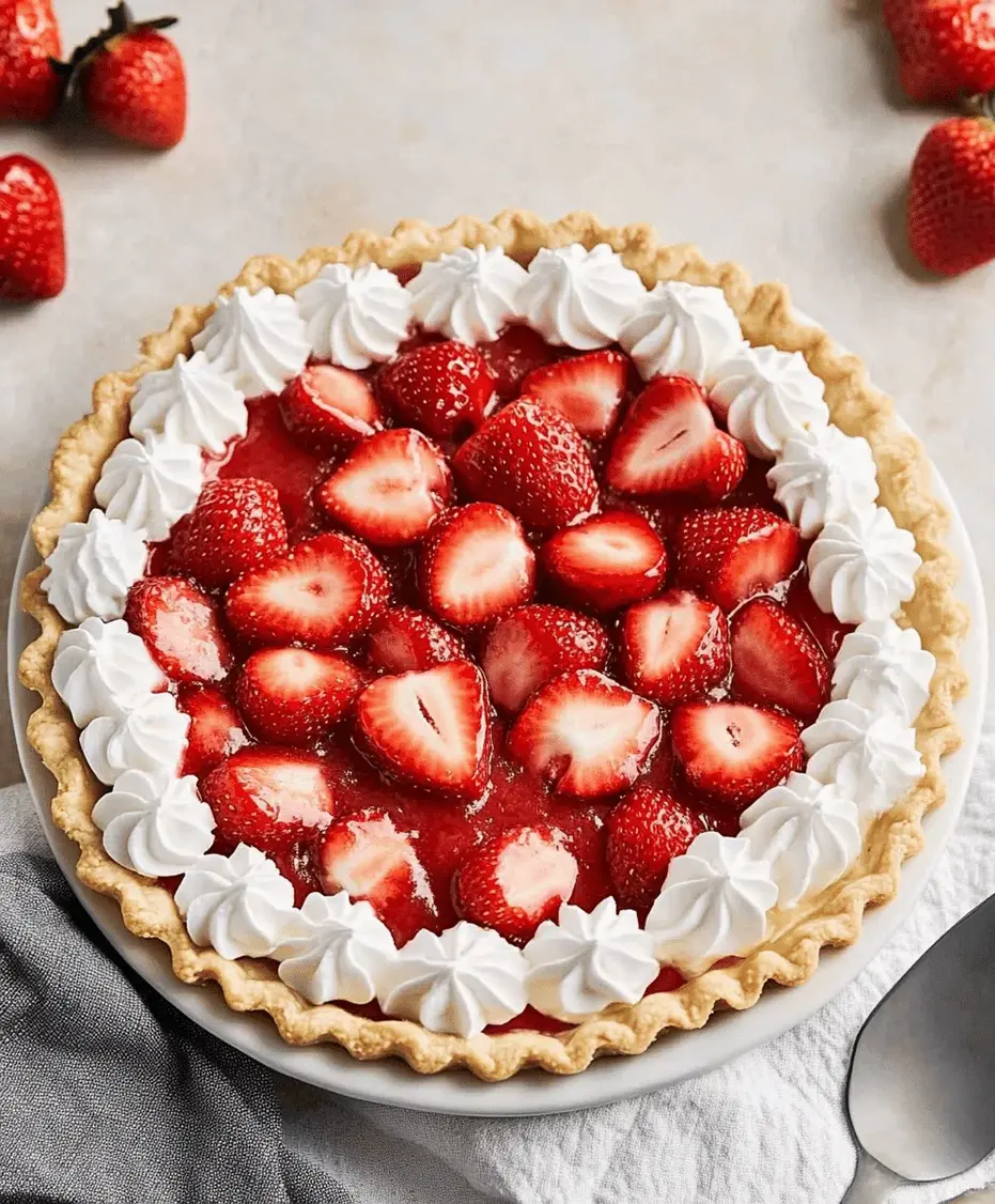 Close-up of a slice of strawberry pie showing the glossy glaze and fresh berries