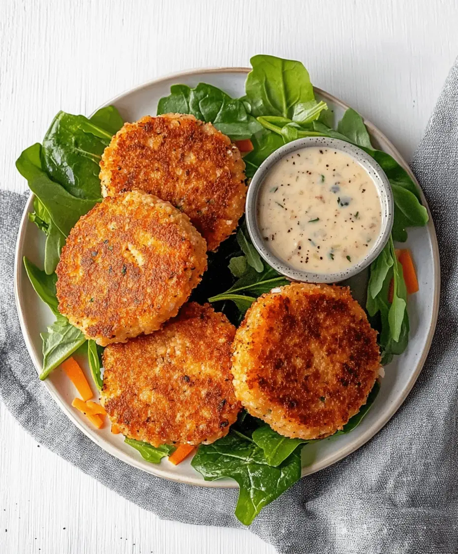 A plate of perfectly cooked, golden-brown salmon cakes served with a side salad and a lemon wedge.