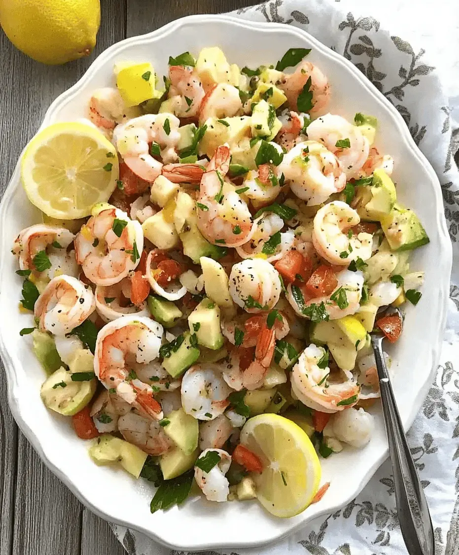 Close-up of Italian Seafood Salad with fresh parsley and lemon zest
