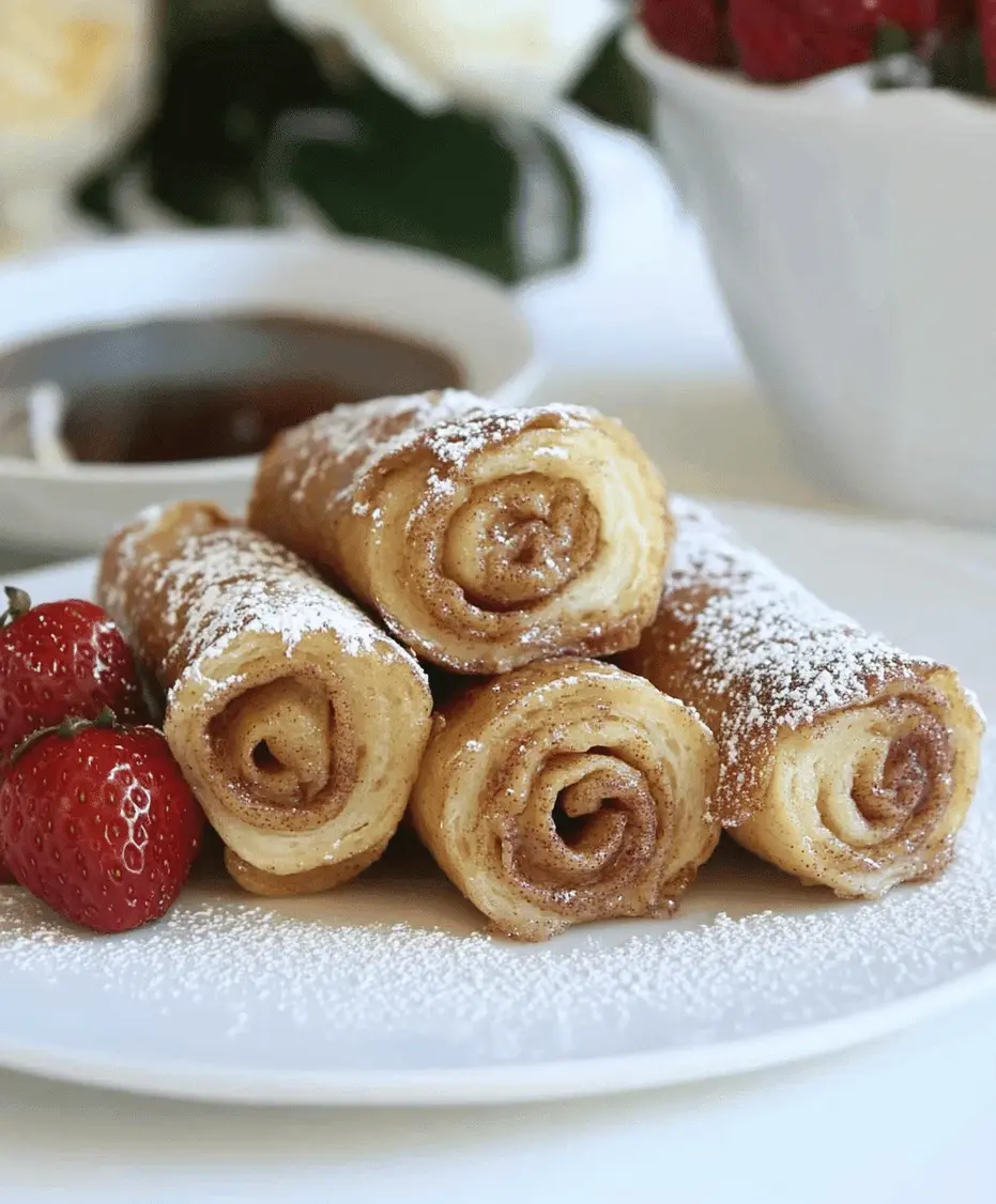 Close-up of a Cinnamon Roll French Toast Roll-up showing the swirl