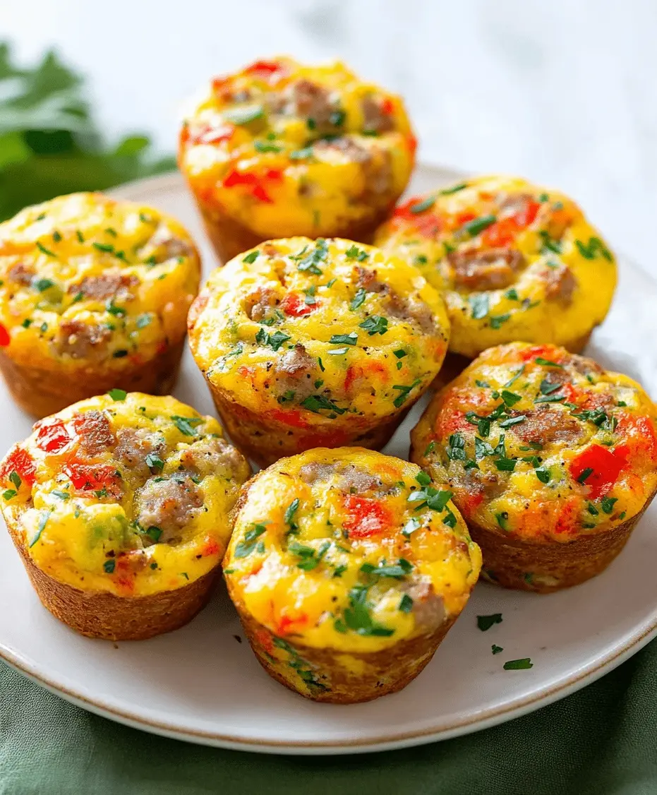 A muffin tin filled with freshly baked sausage breakfast muffins.