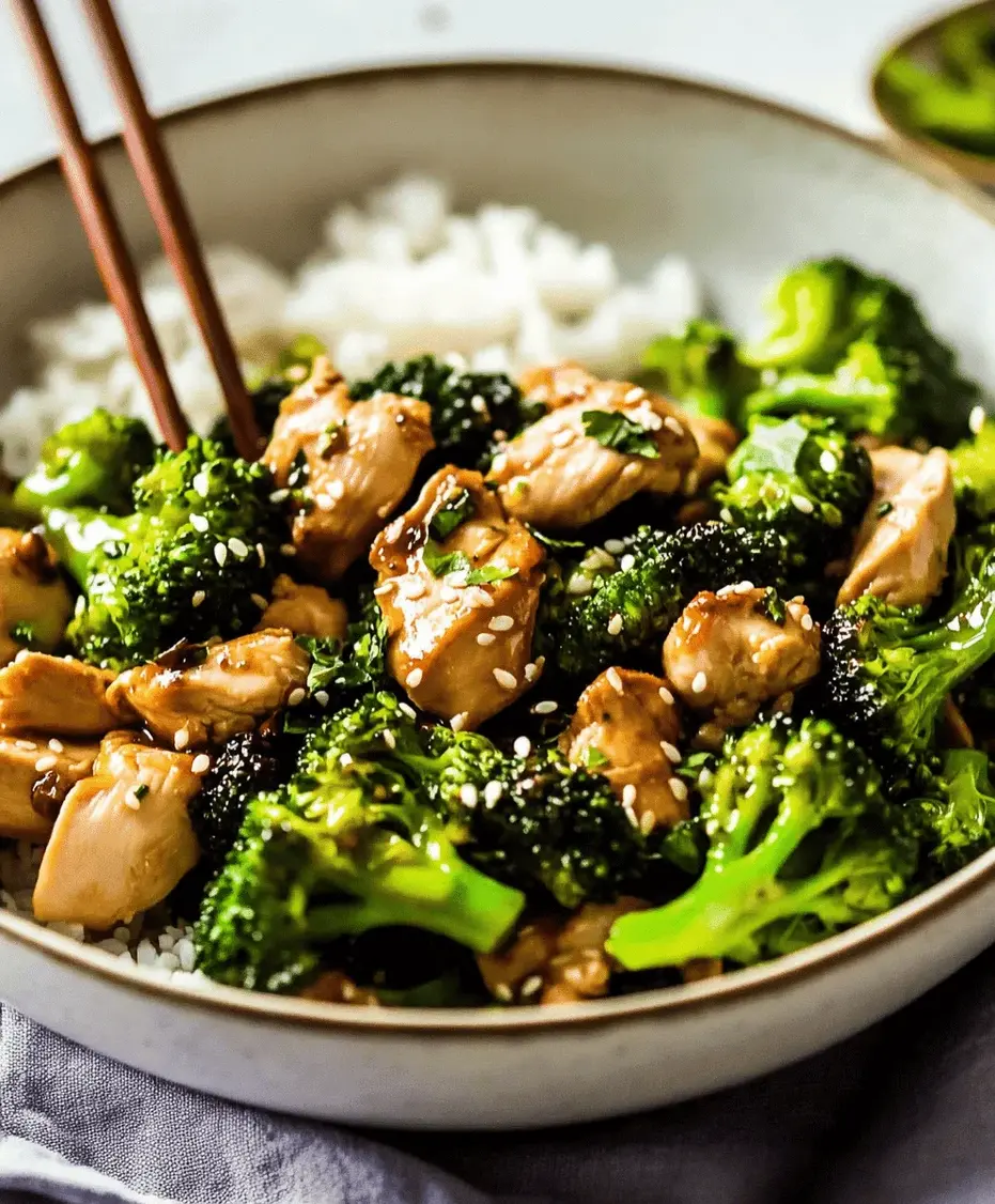 Close-up of Healthy Chicken and Broccoli Stir Fry in a serving bowl