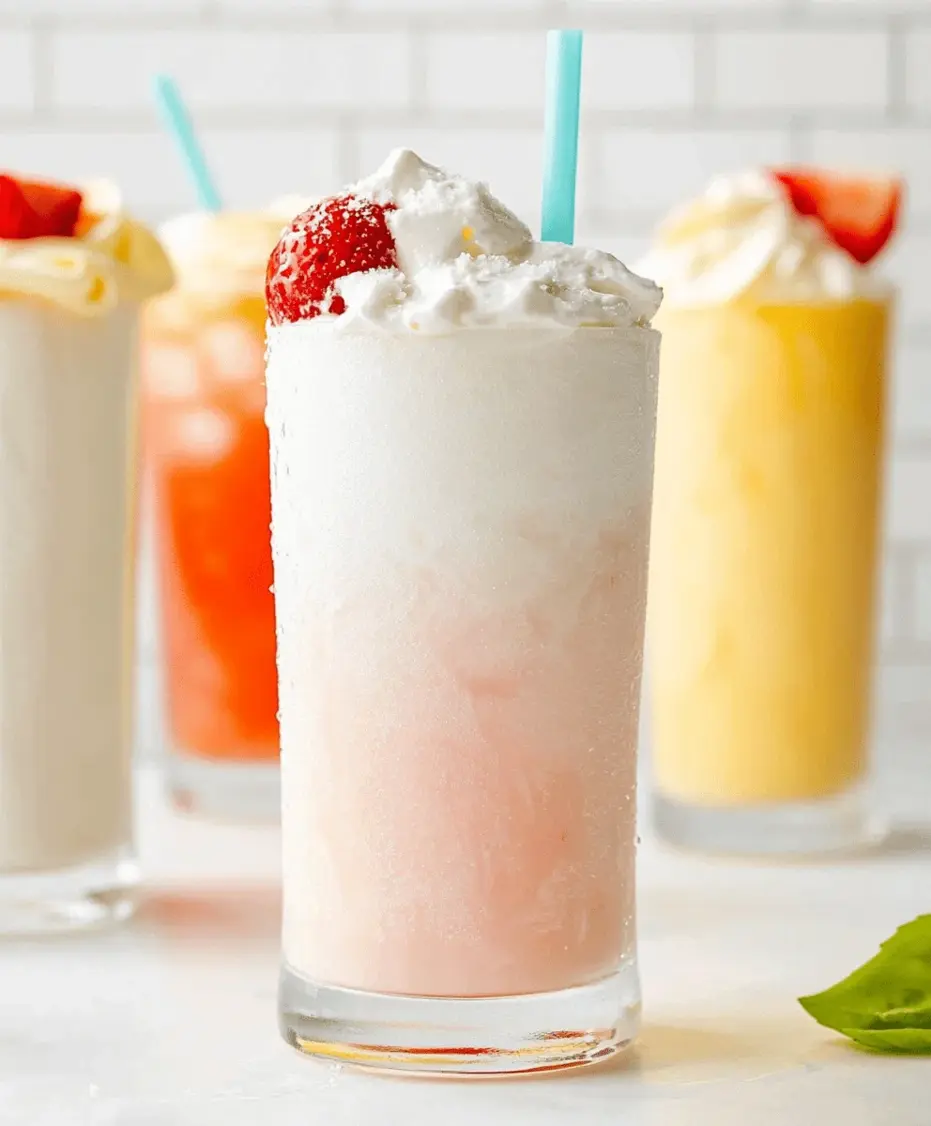 A close-up of an Italian cream soda being made, showing the syrup and club soda mixing.