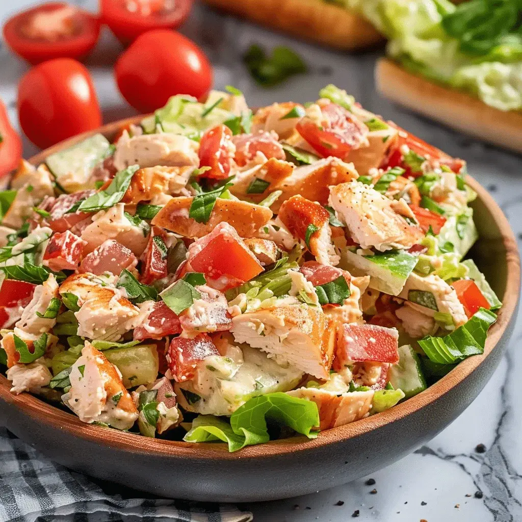 Beautifully plated BLT Chicken Salad in a white bowl

</p>
</div>
</div></article><article id=