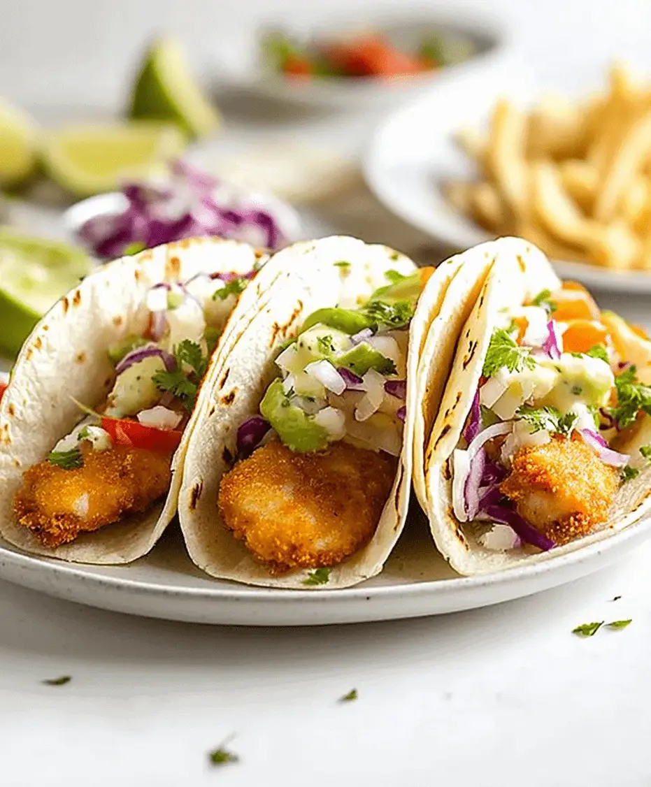 A colorful spread of freshly made Baja Fish Tacos with all the fixings.