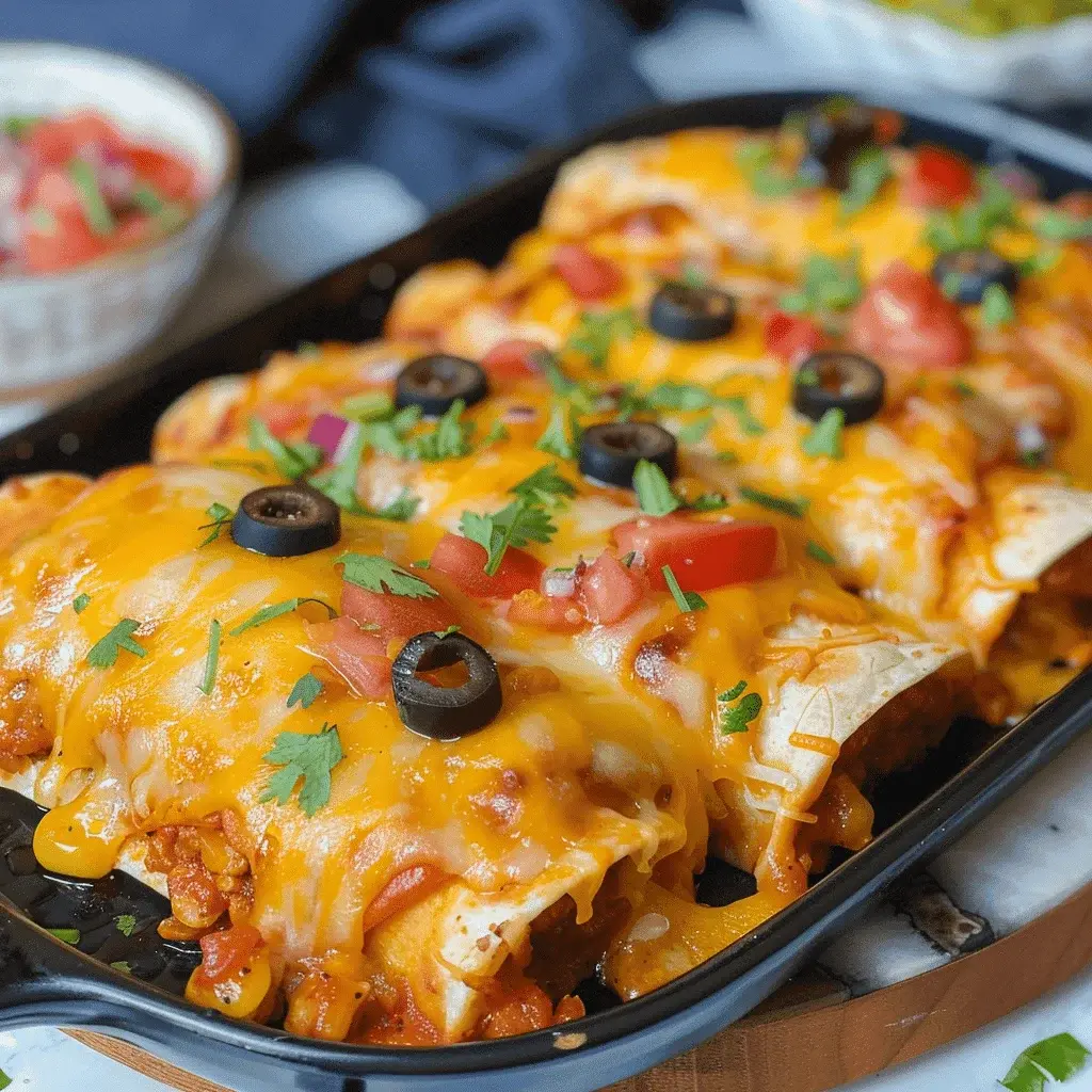 Close up of a baked Taco Bell Enchirito with gooey melted cheese and red sauce