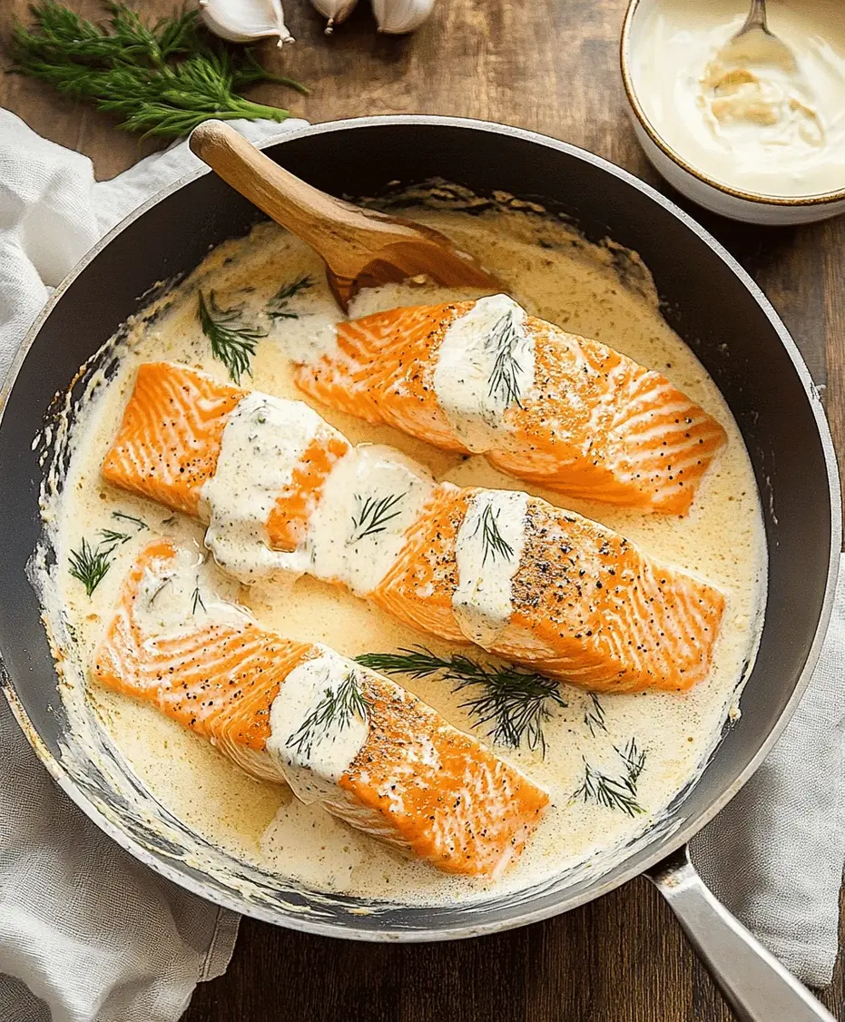 Close-up of perfectly cooked salmon with a vibrant drizzle of sauce.