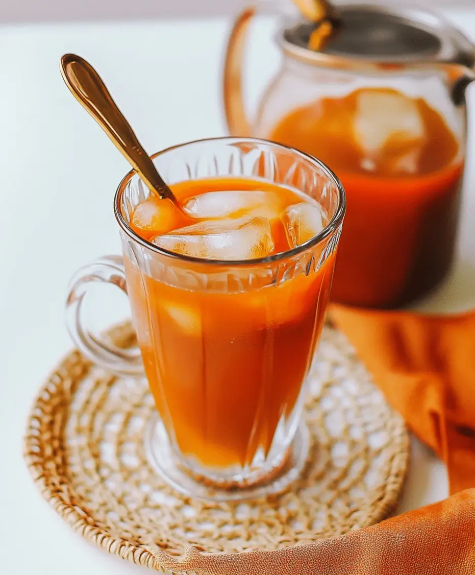 Ingredients for Thai iced tea laid out: Thai tea mix, condensed milk, evaporated milk, and ice
